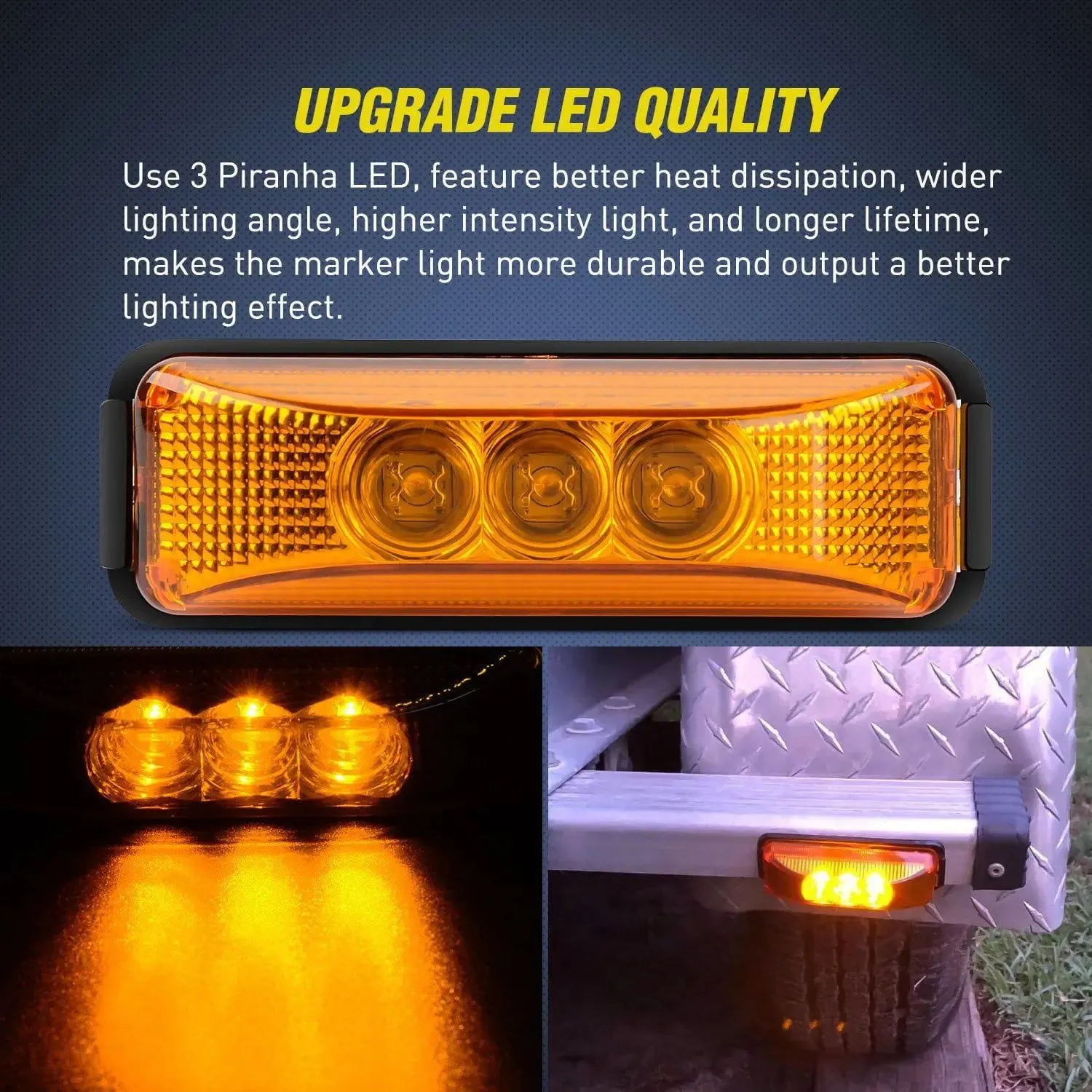 3.9 Inch Amber LED Fender/Side Marker Light (Pair)