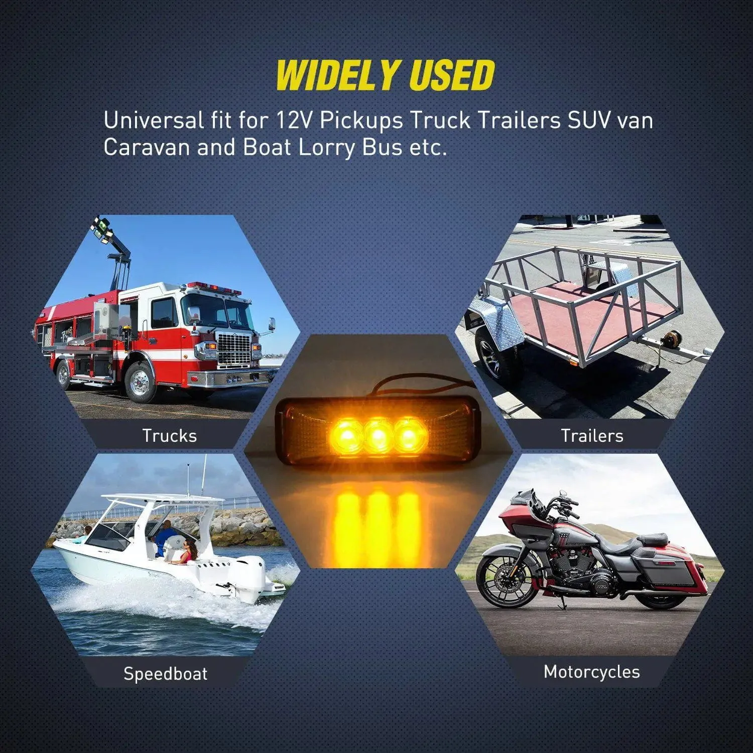 3.9 Inch Amber LED Fender/Side Marker Light (Pair)