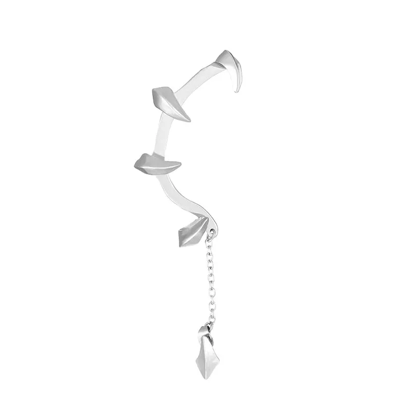 Fantasy Gothic Silver Claw Cuff Earrings