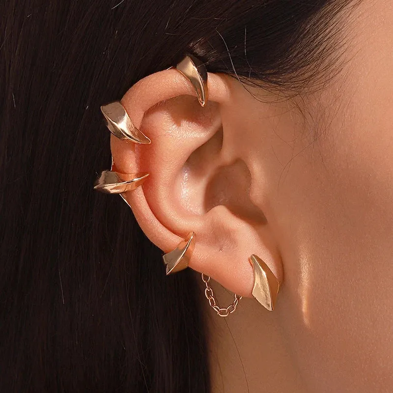 Fantasy Gothic Silver Claw Cuff Earrings