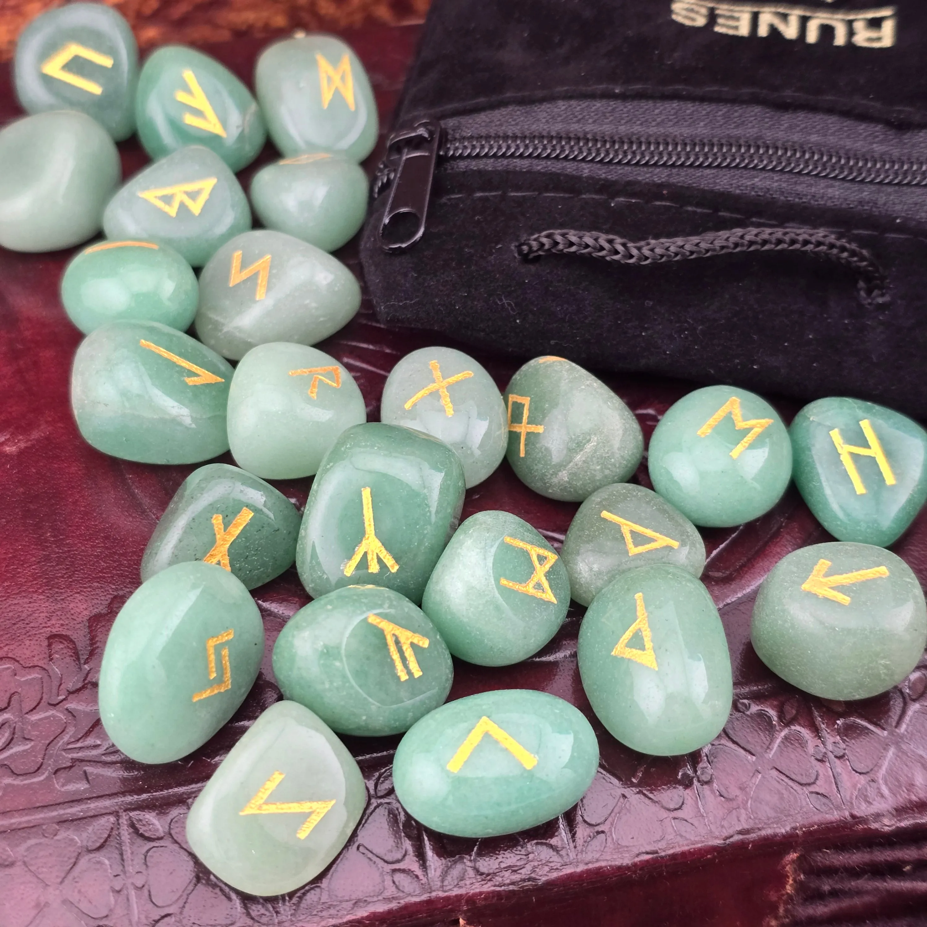 GREEN AVENTURINE RUNE SET