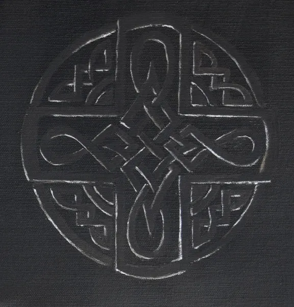 Luminosity Diptych Painting Man Woman Candles Celtic Symbols Monochromatic Awen