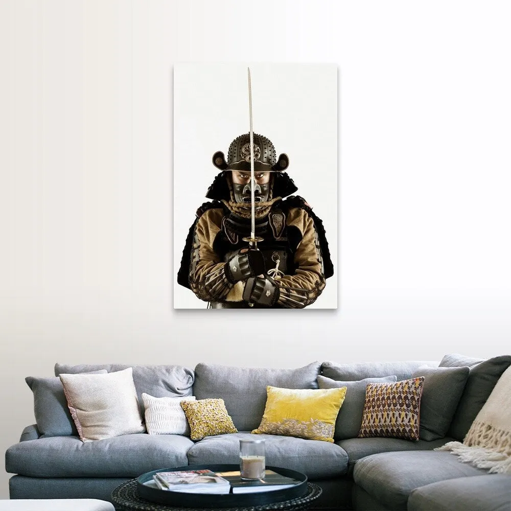 "Asian man wearing samurai armor" Canvas Wall Art