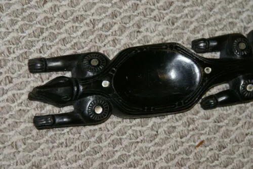 Rare South Pacific Art Ebony Mother of Pearl Crocodile Lime Crusher Utensil 1A58
